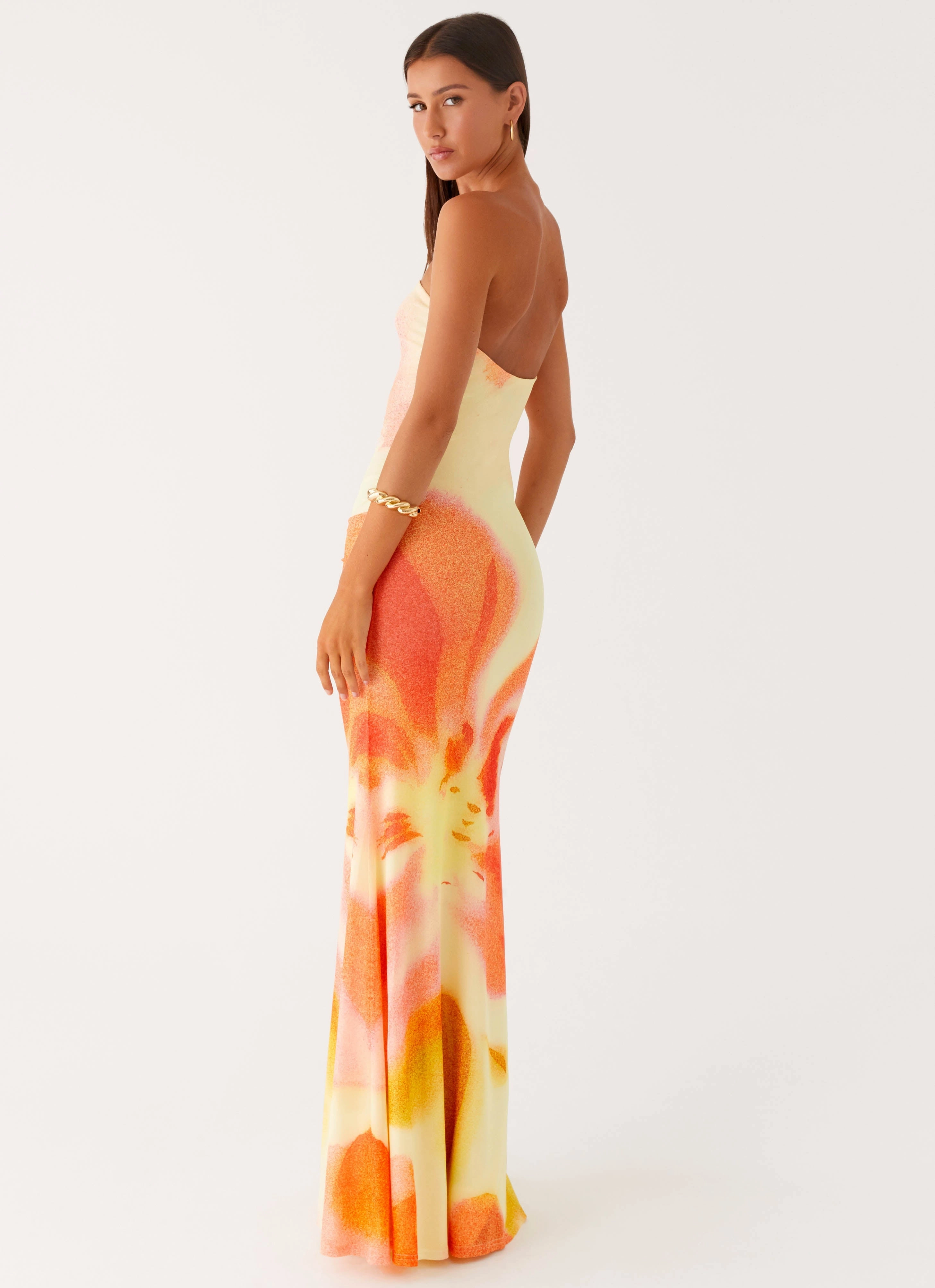 Iroha Strapless Maxi Dress - Mimosa Blossom Night Charm