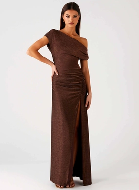 Retro Detail Travel-Essential Harvest Moon Maxi Dress - Chocolate