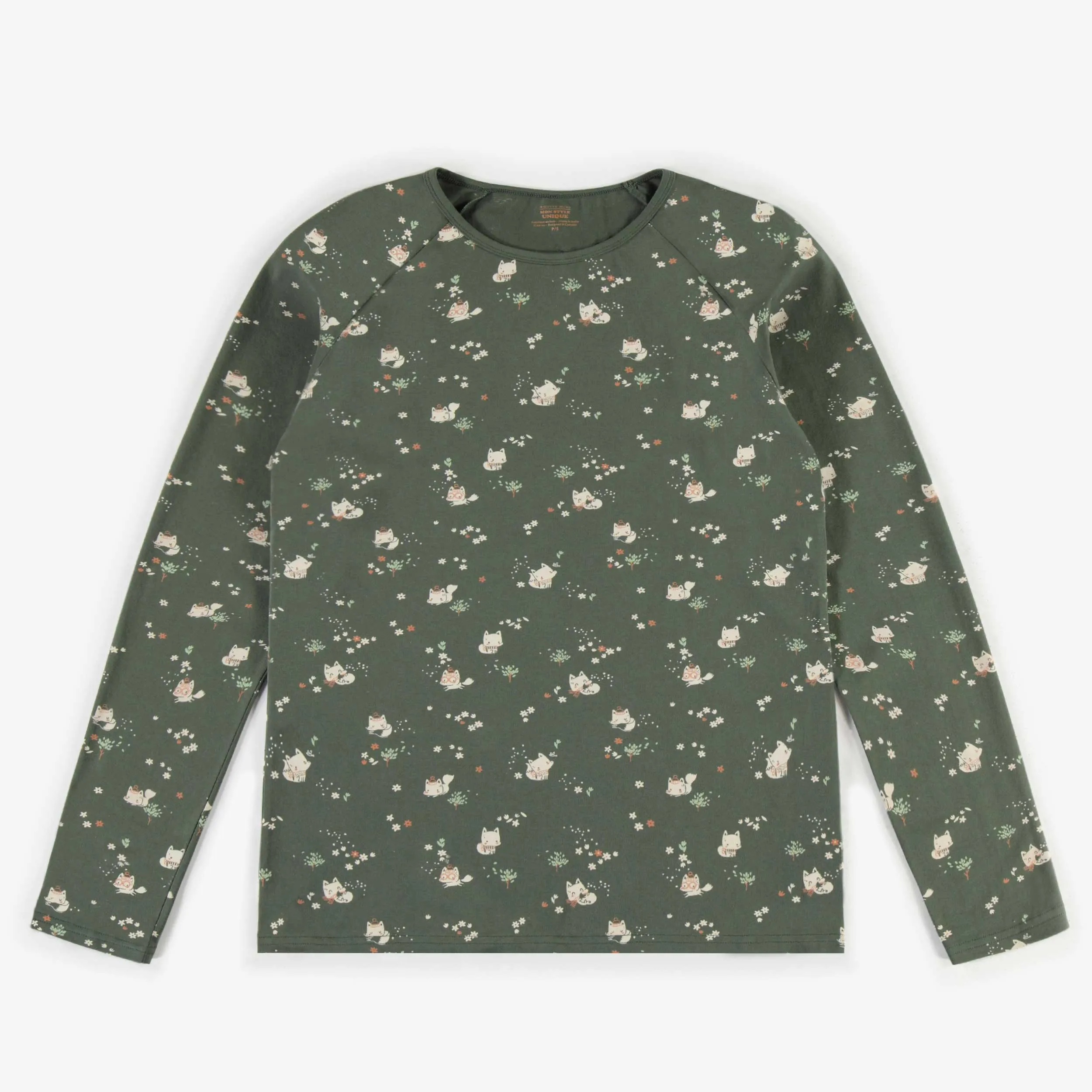Haut de pyjama vert fleuri, adulte || Floral green pajamas top, adult