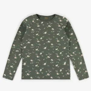 Haut de pyjama vert fleuri, adulte || Floral green pajamas top, adult