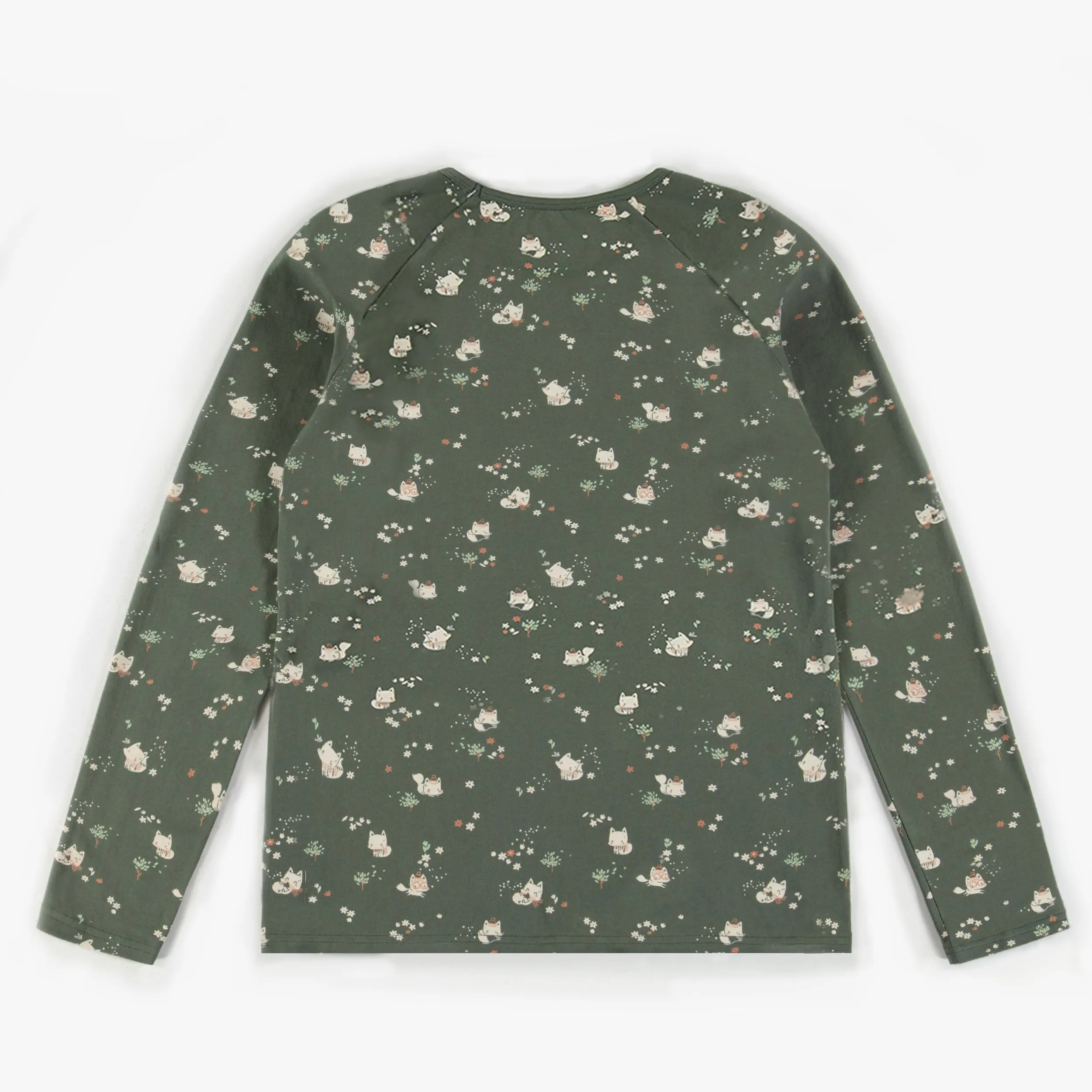 Haut de pyjama vert fleuri, adulte || Floral green pajamas top, adult