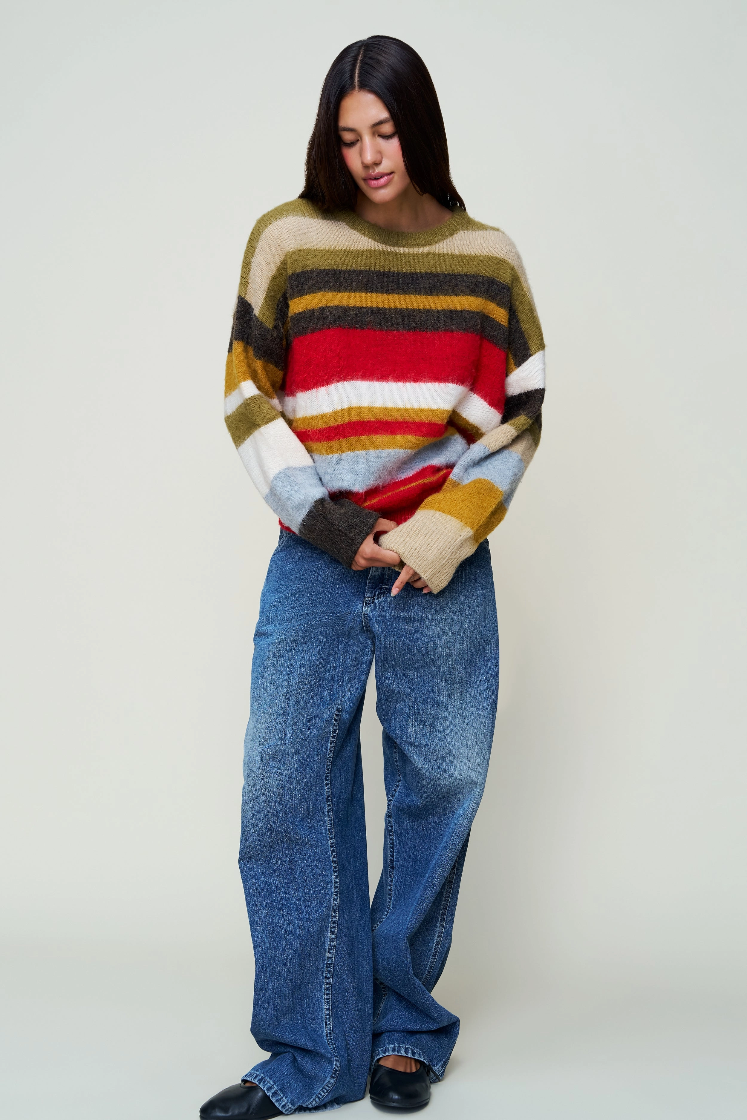 Low Impact Manufacturing Subtle Detail Hawley Oversized Stripe Wool Jumper