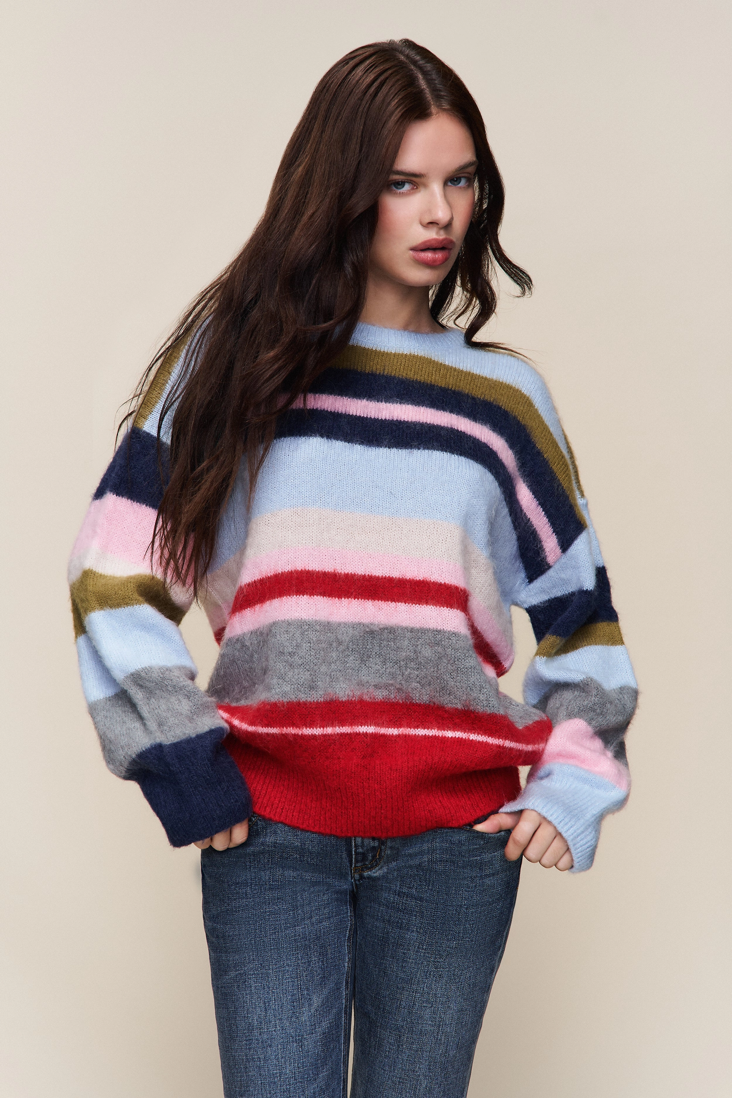 Temperature Regulating Lining Hawley Oversized Stripe Wool Jumper