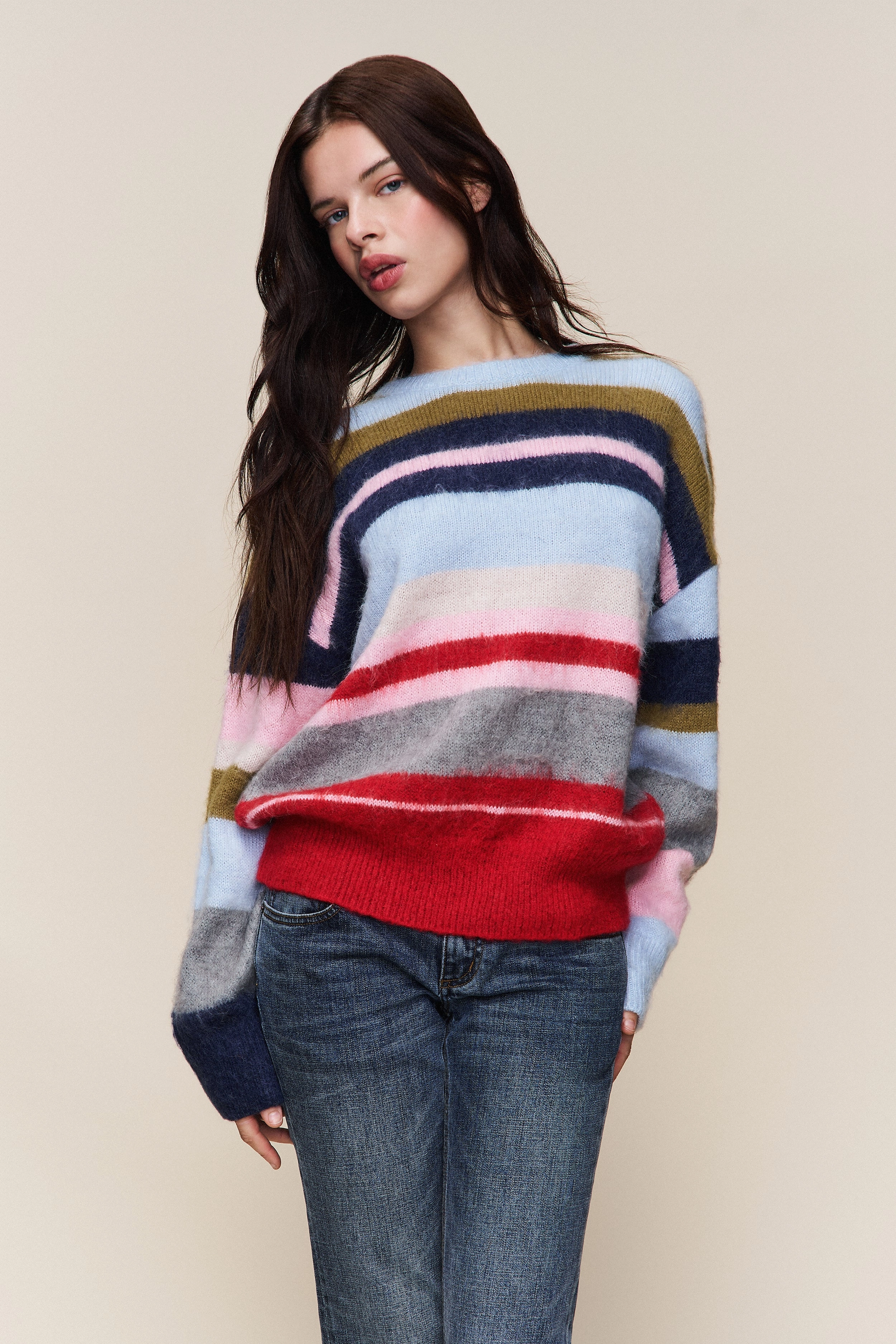 Hawley Oversized Stripe Wool Jumper Tencel Blend Material