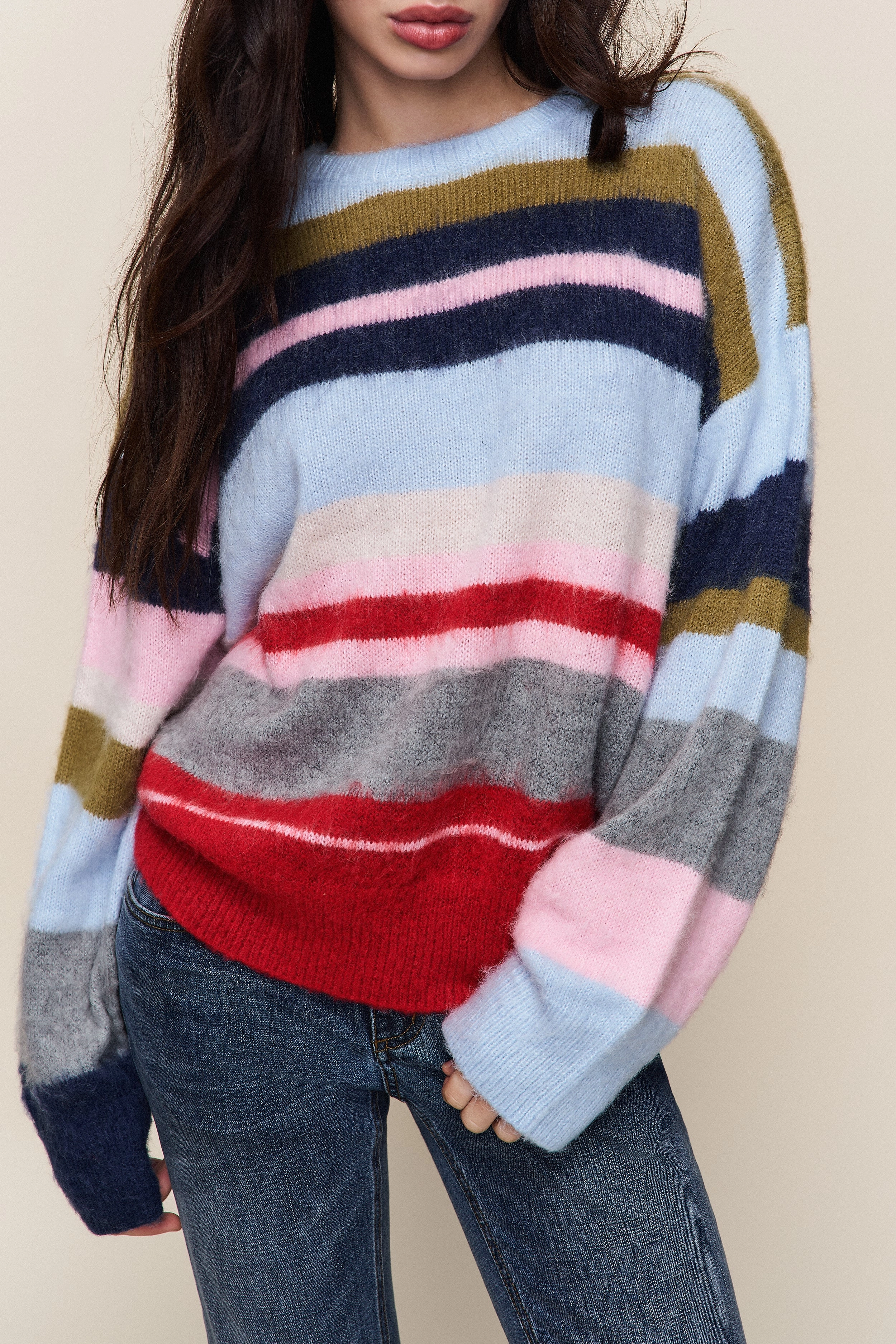 No-Fuss Look Hawley Oversized Stripe Wool Jumper