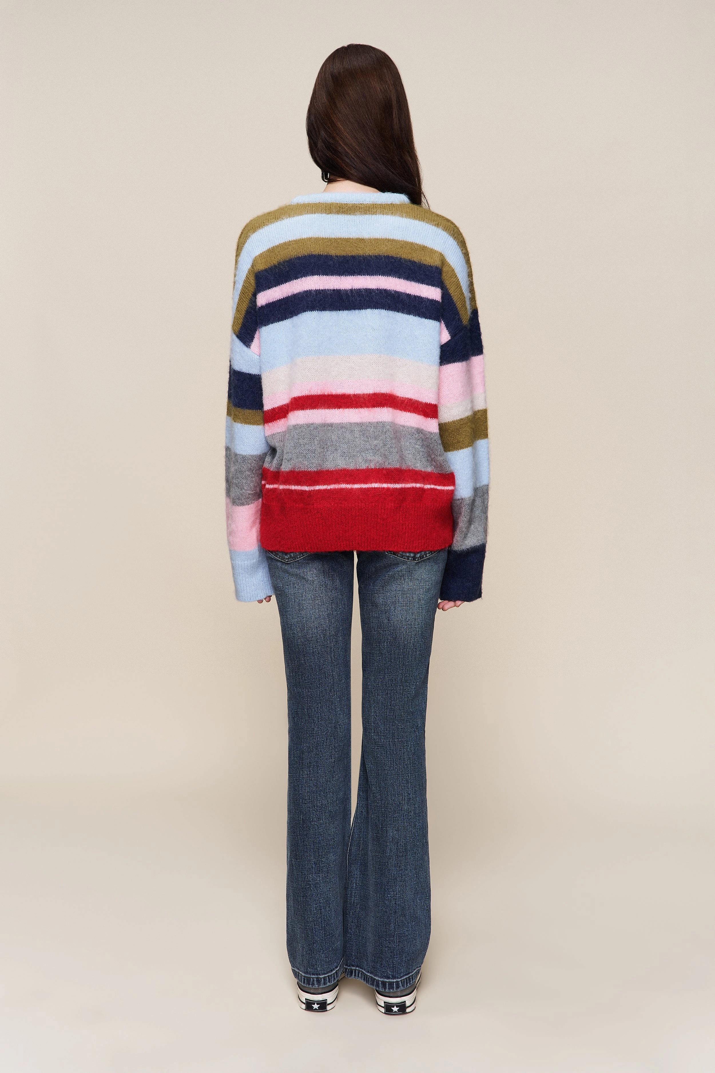 Moisture Wicking Yarn luxe feel Hawley Oversized Stripe Wool Jumper