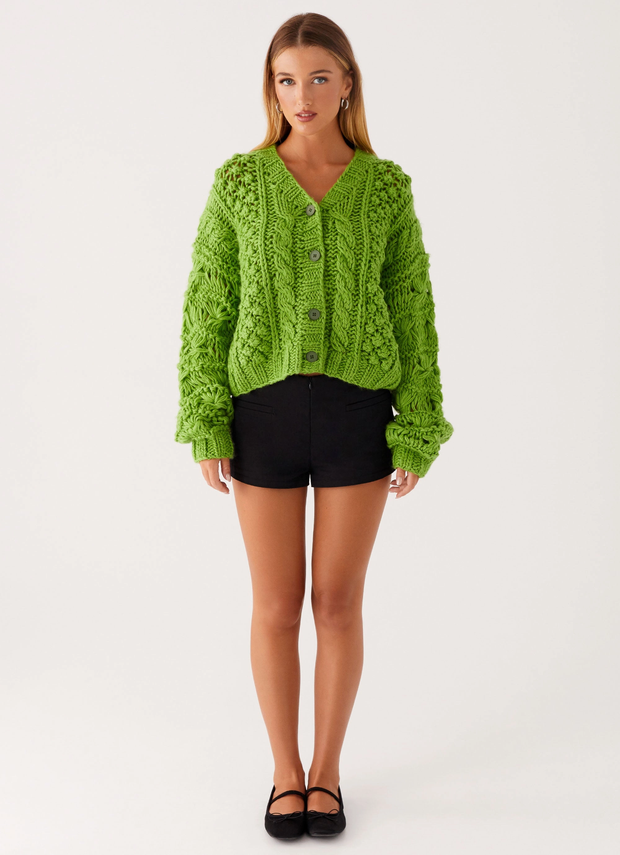 Taped Seam Technology ReinforcedSeams Hazel Knit Cardigan - Green