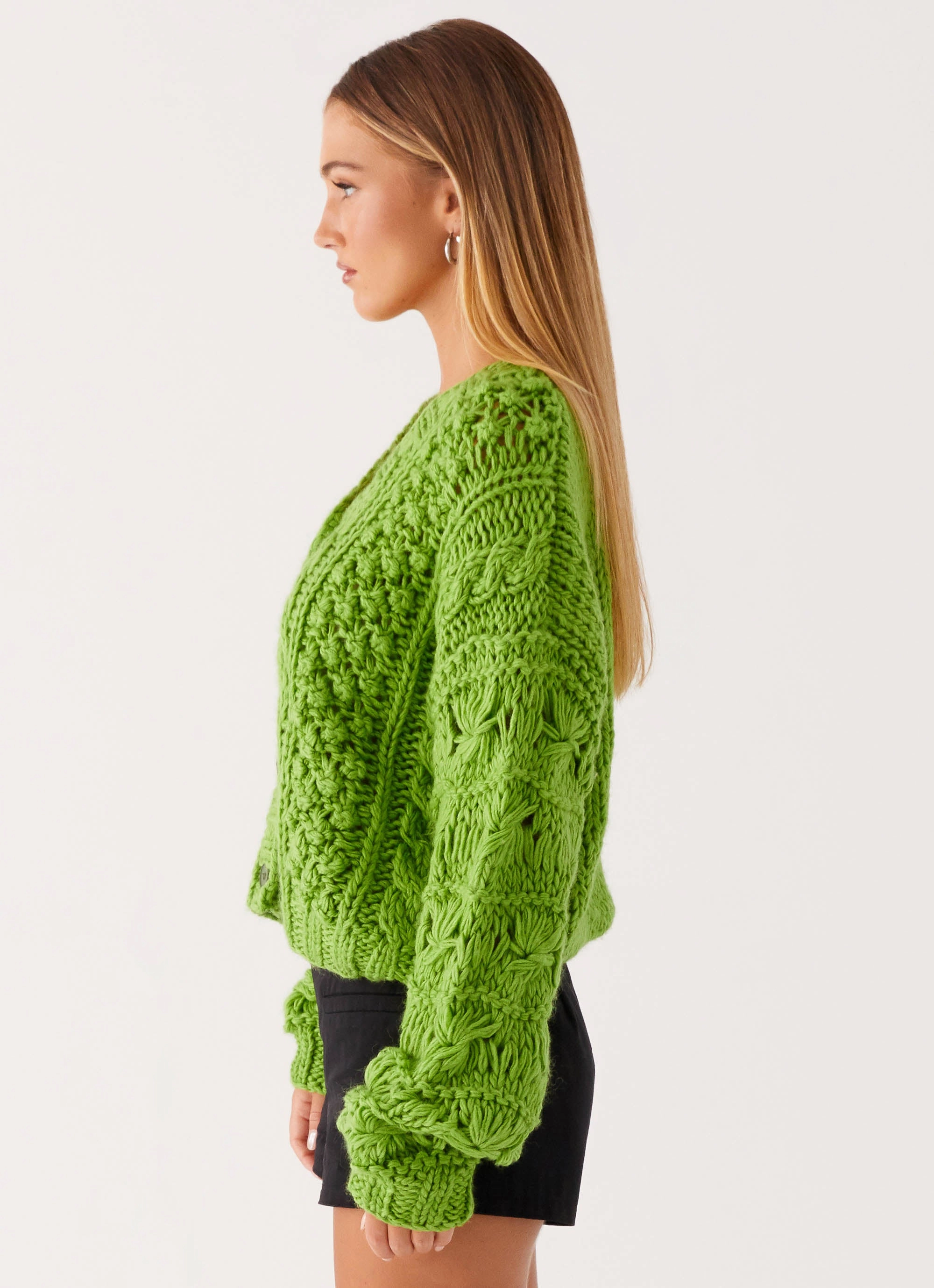 Low Profile Logoing Hazel Knit Cardigan - Green