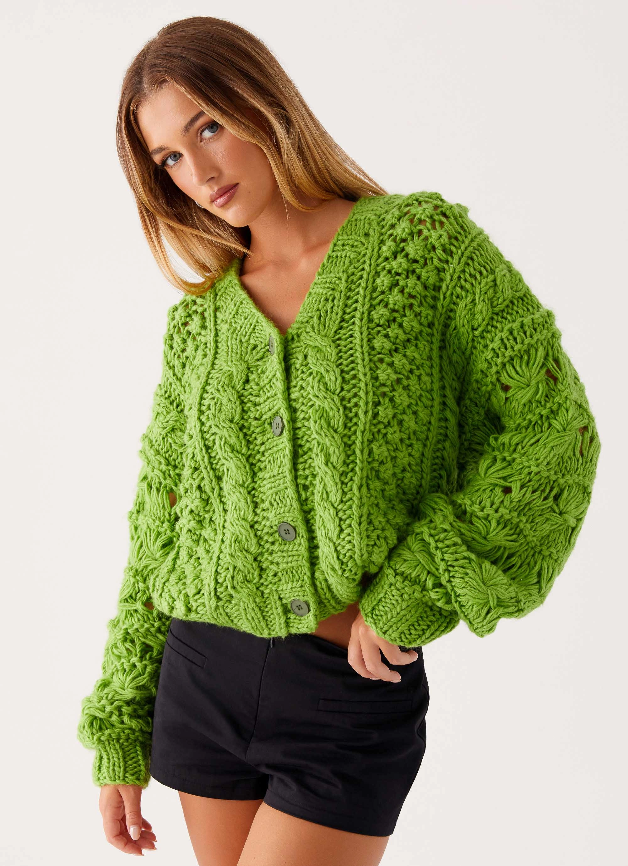 Hazel Knit Cardigan - Green Survival Use Soft Cover