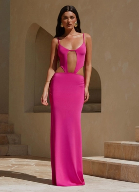 Calm Drape Headliner Maxi Dress - Fuchsia