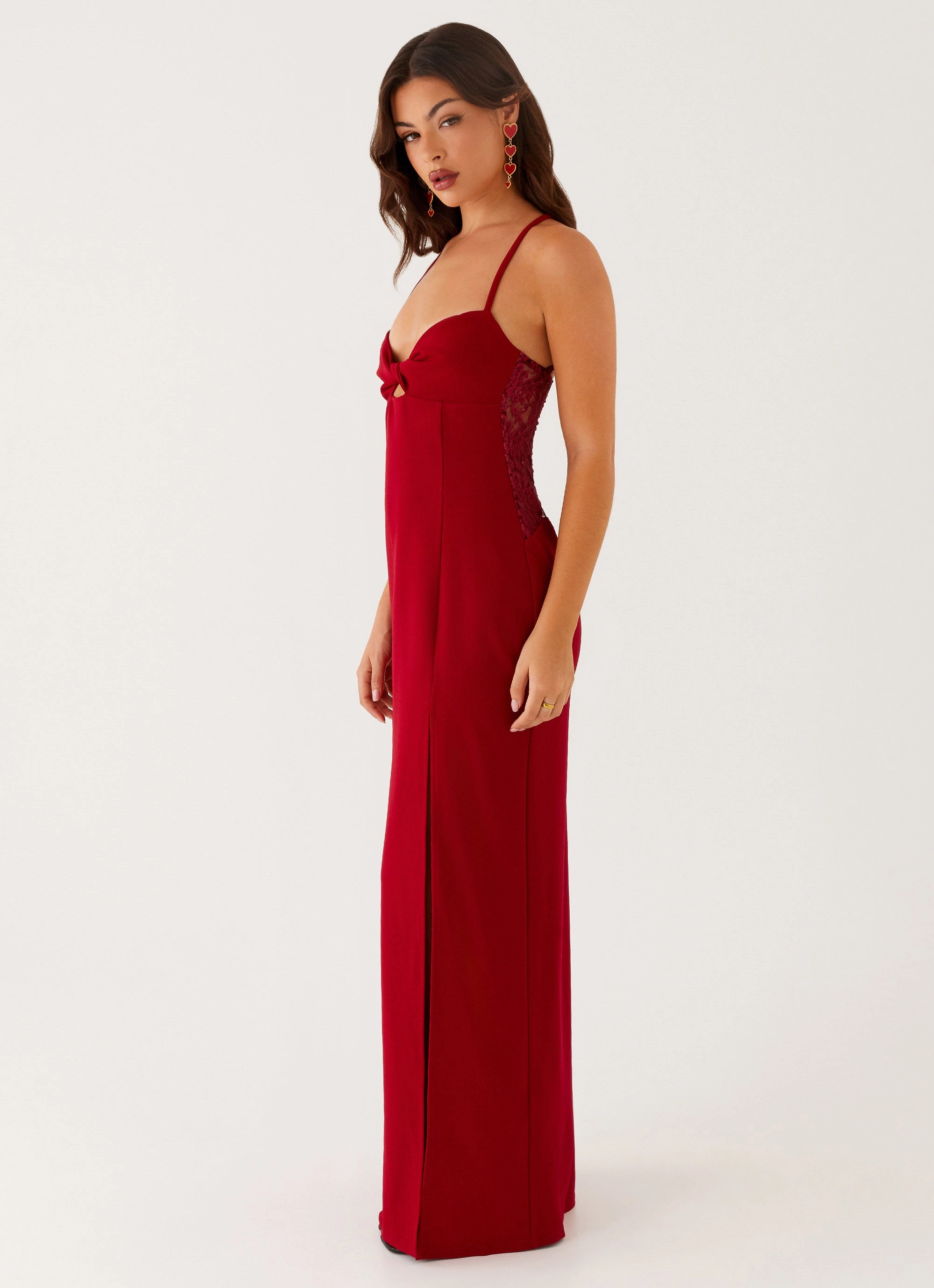 Work Option Daily Flex Heartbreaker Maxi Dress - Deep Red