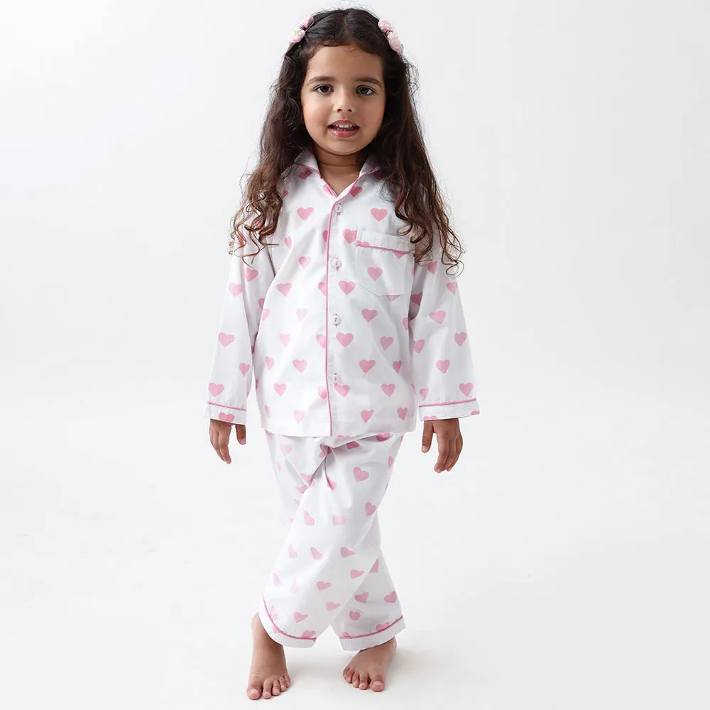 Hearts Pajama Set For Kids
