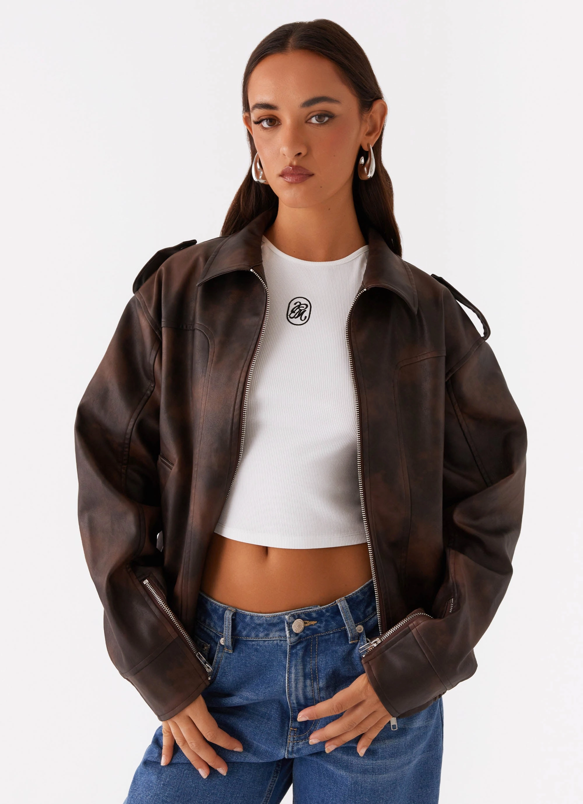 Field Tested Fashionable Shield Chicago Bomber Jacket - Chocolate