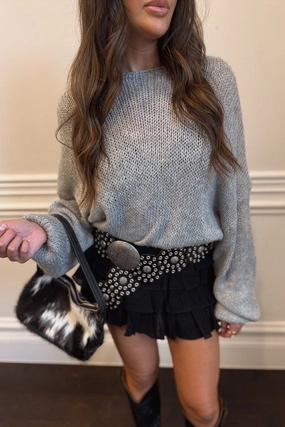 ShrinkResistant Weave Oversized Fit Heather Grey Sweater