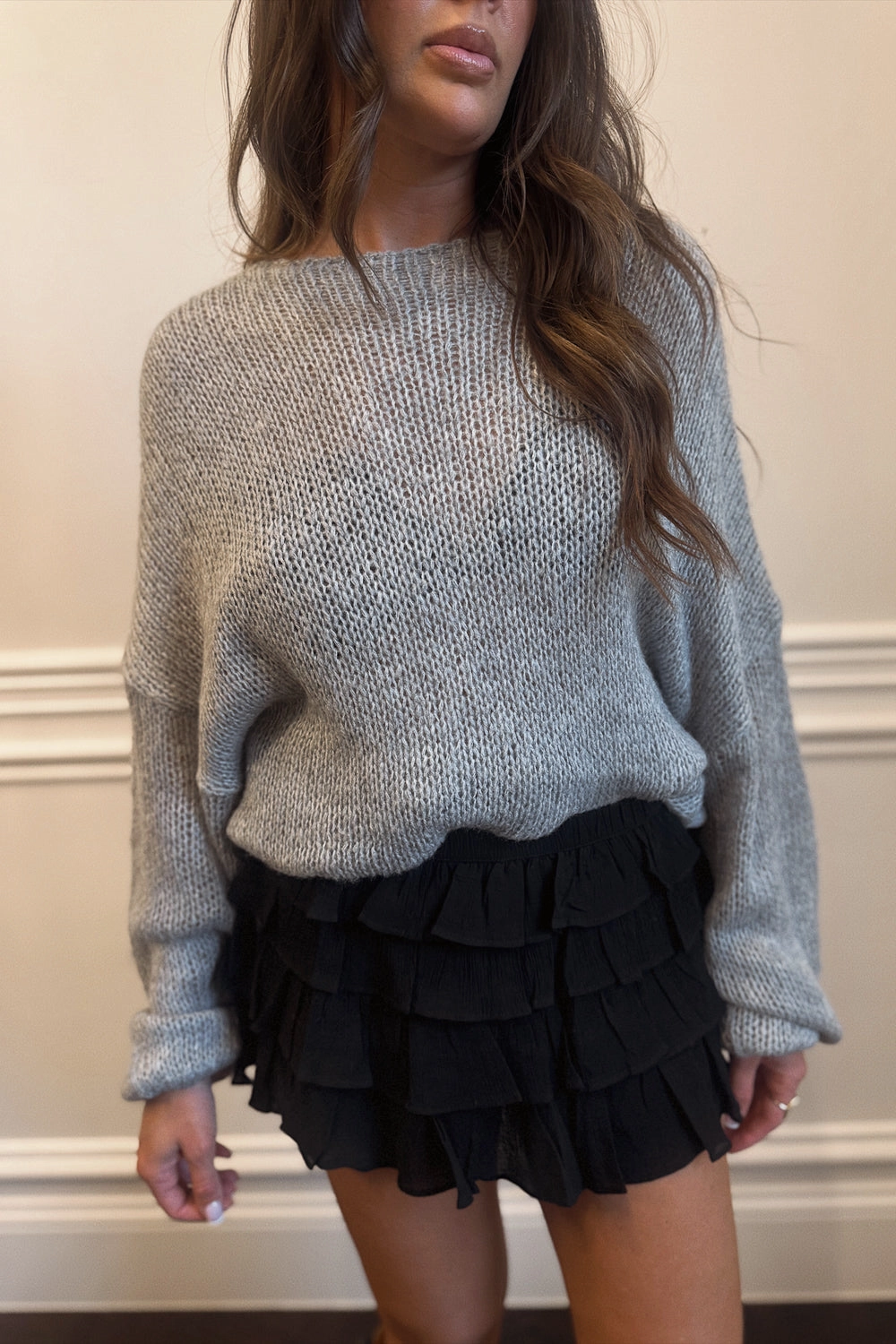 Soft Microfiber Surface Heather Grey Sweater
