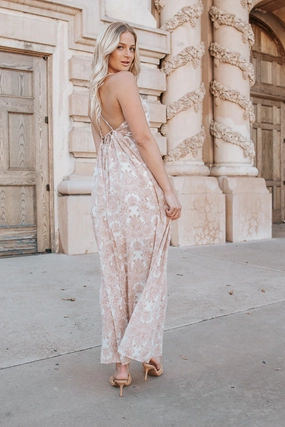 Heather Ornate Floral Maxi Dress Layered Look Light Fall