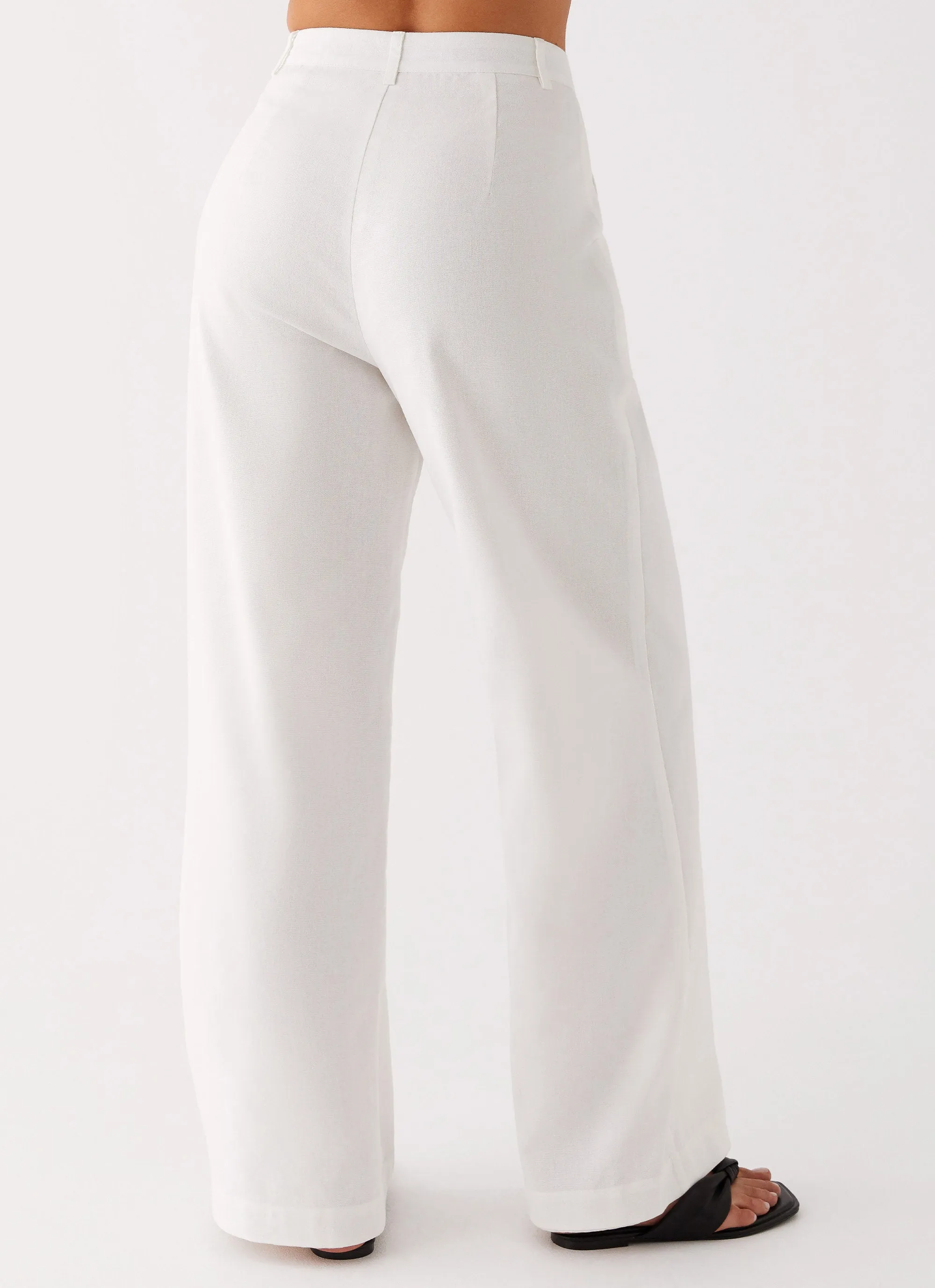 Anti Pilling Textile Heatwave Linen Wide Leg Pants - White