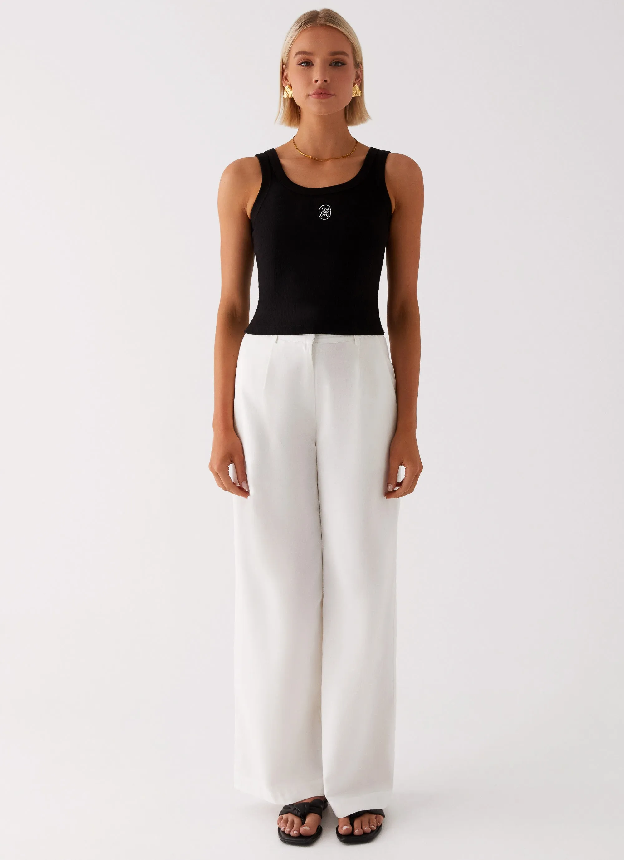 Supportive Waistband Heatwave Linen Wide Leg Pants - White
