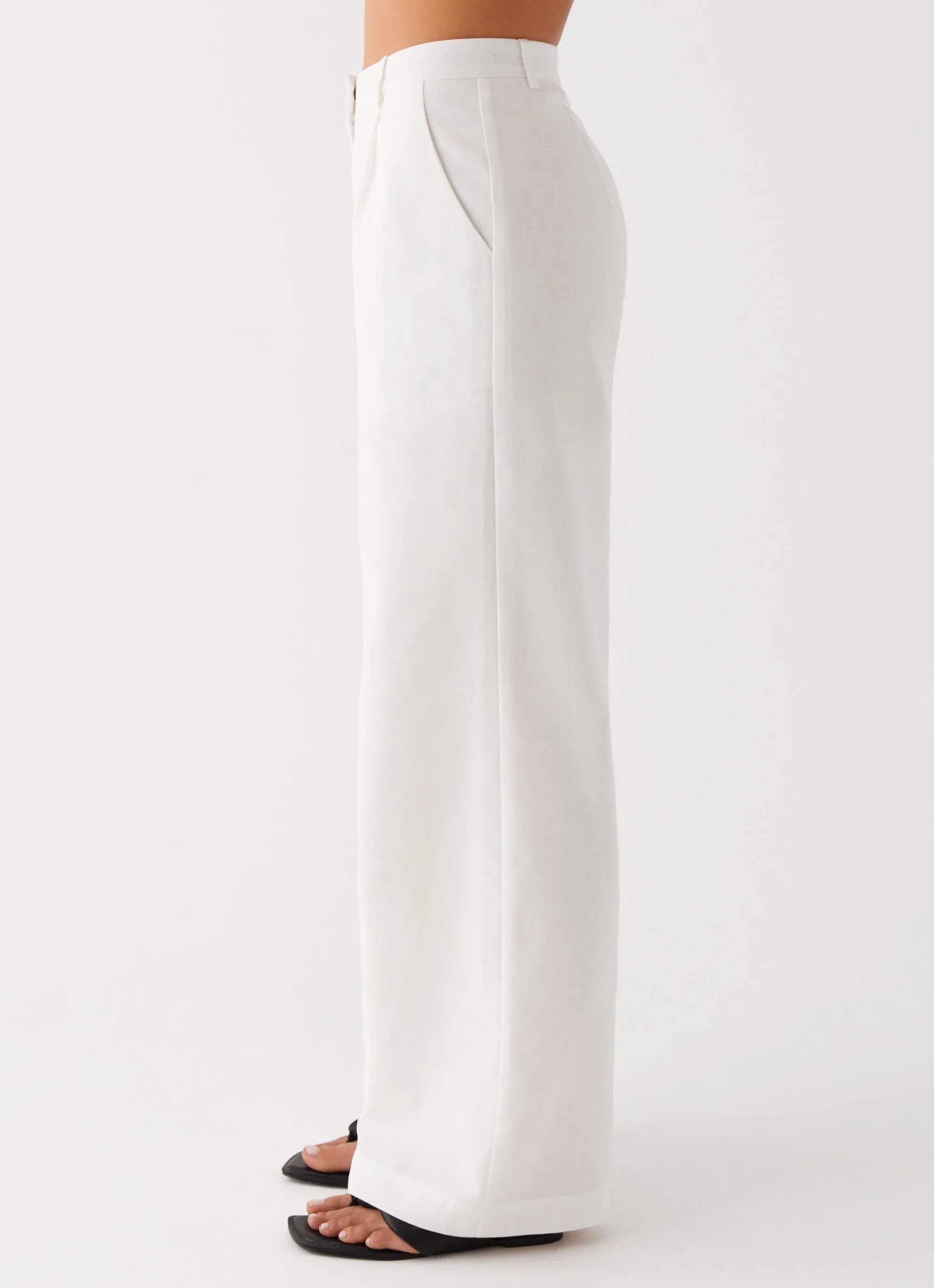 Easy Travel Heatwave Linen Wide Leg Pants - White