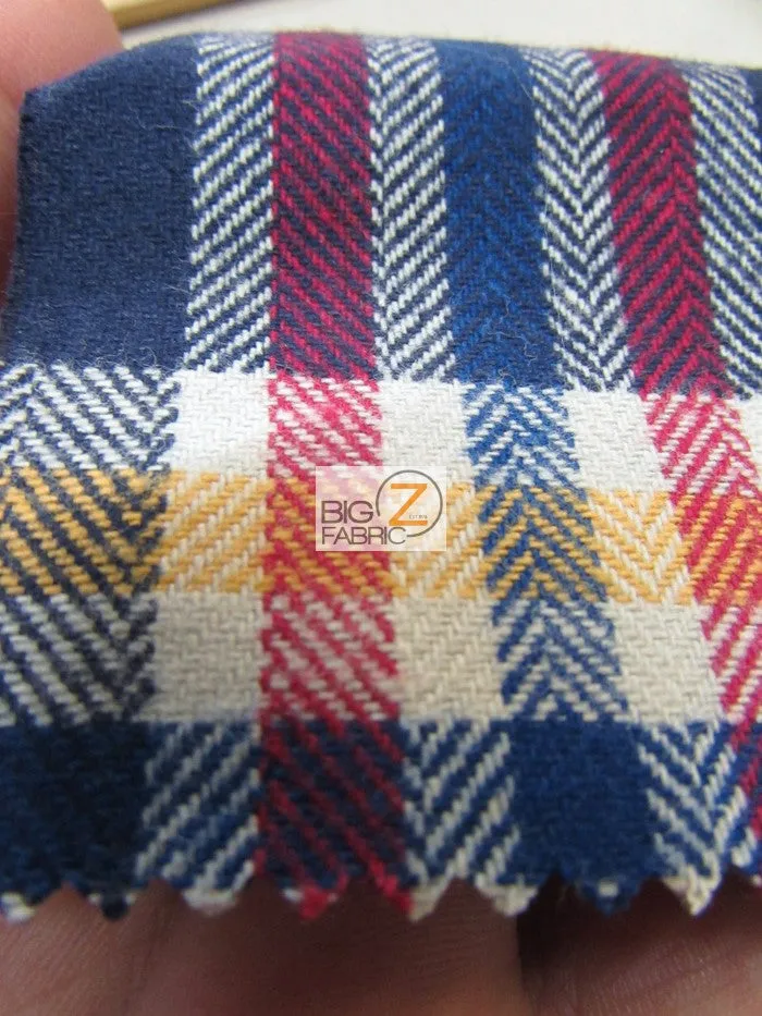 Heavy Tartan Plaid Uniform Apparel Flannel Fabric / Blue/Black/White / Sold By The Yard