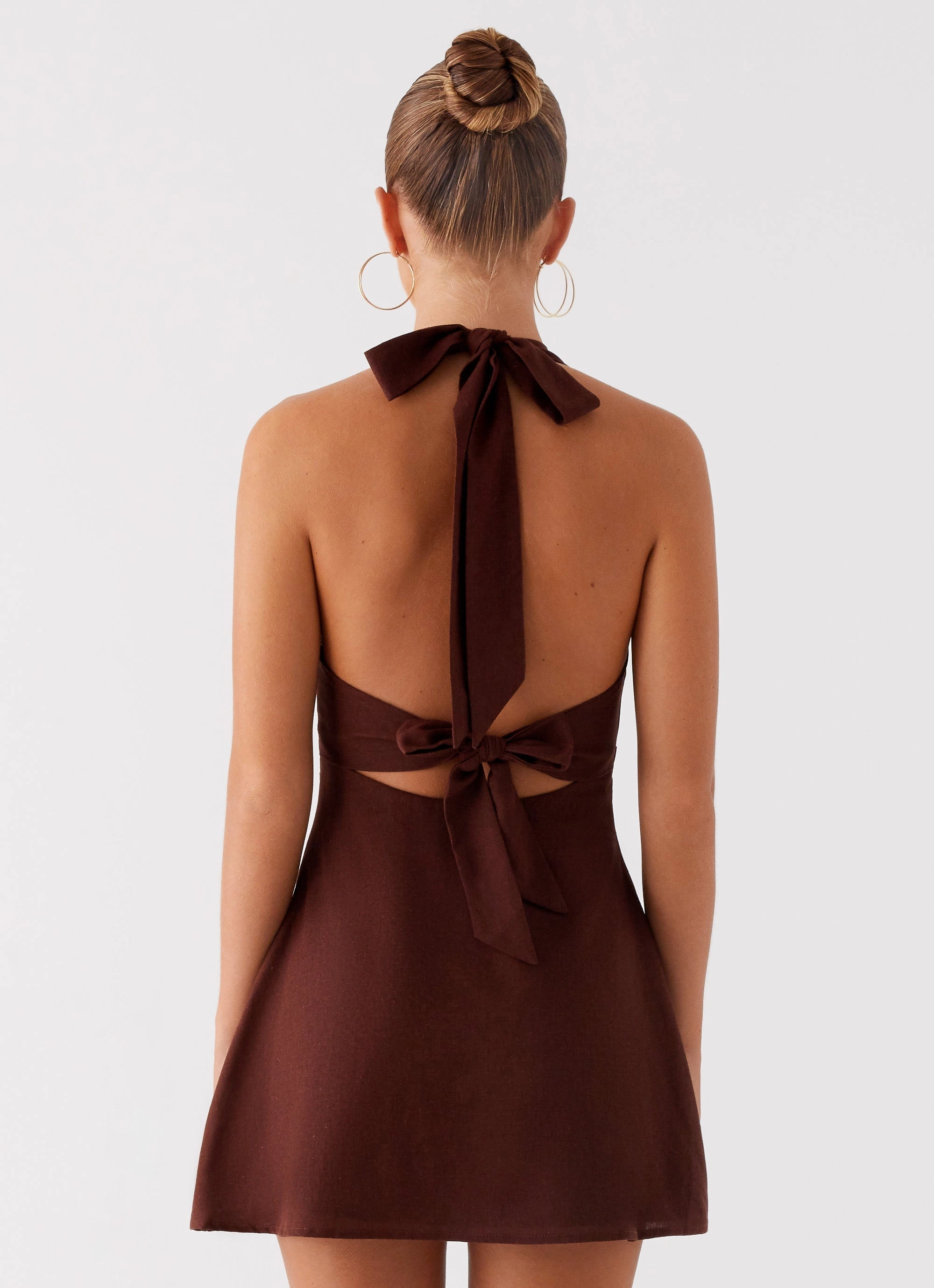 Heavy Hearted Linen Mini Dress - Brown Comfort and Elegance Sharp Look