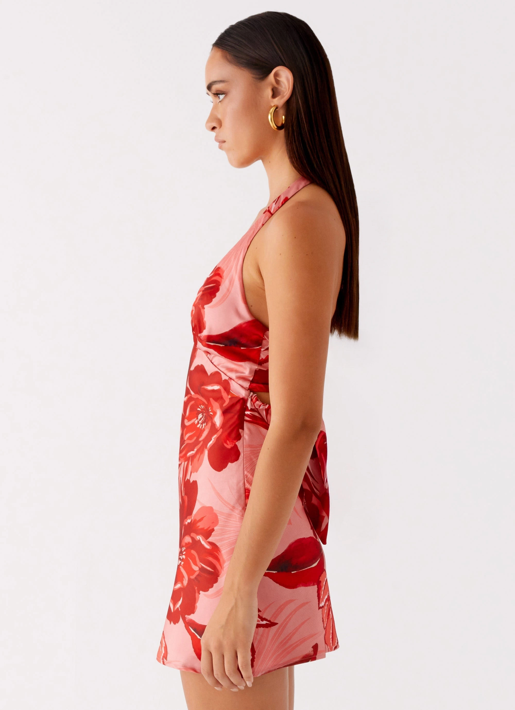 Heavy Hearted Mini Dress - Sicily Sunsets Print Polka Dot Natural Mood