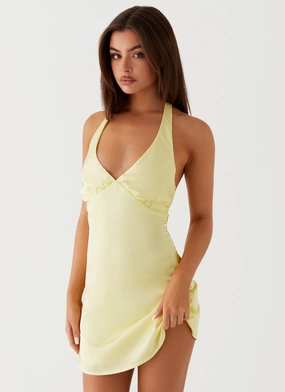 Heavy Hearted Mini Dress - Yellow Subtle Look