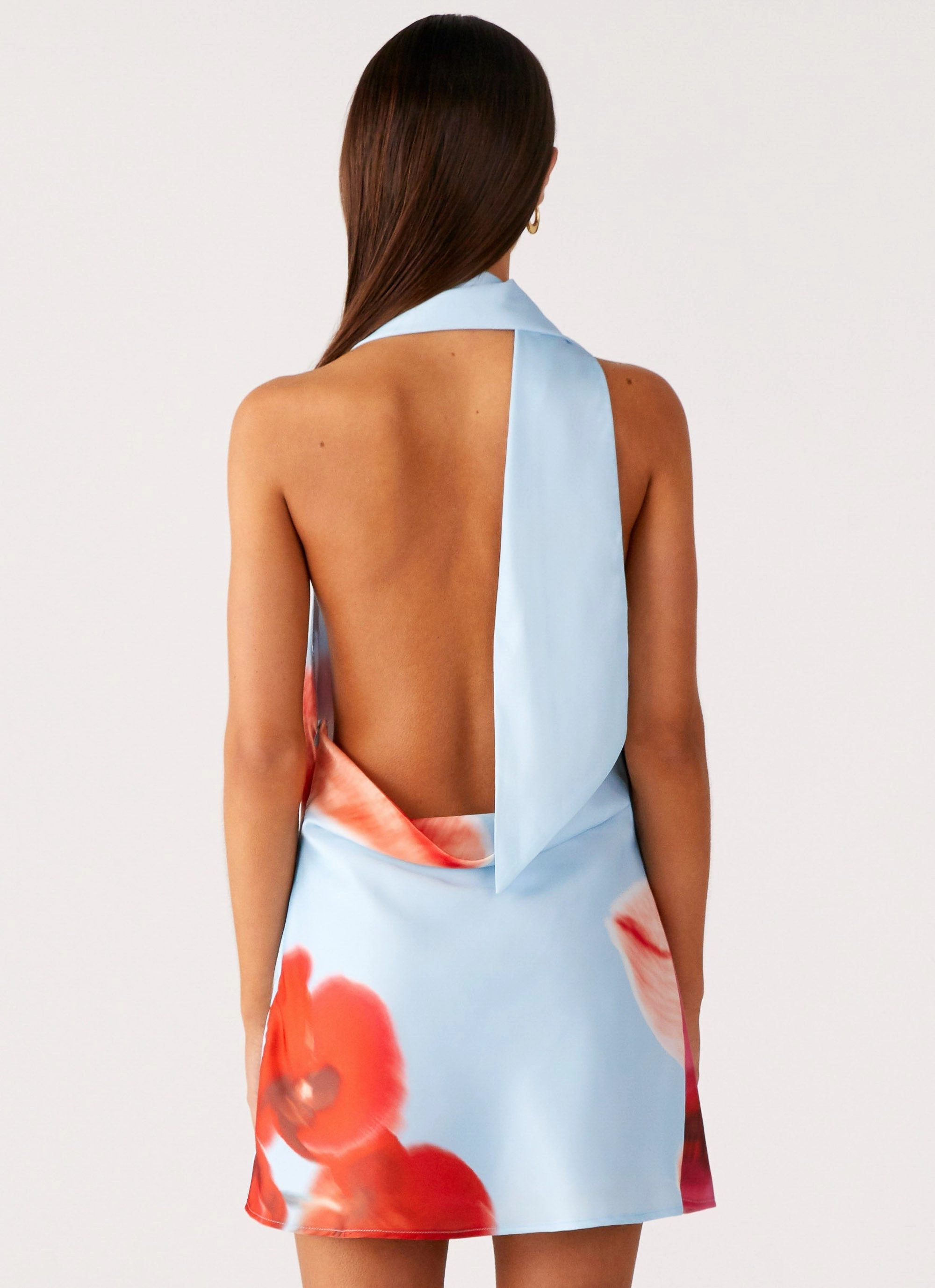 Heidi Mini Dress - Turquoise Bloom V Neckline