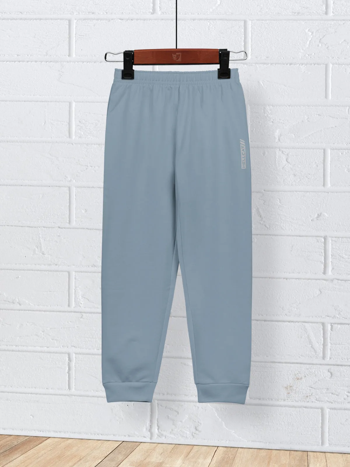 HELLCAT Bluish Grey Trendy Printed Cotton Blend Hoodie T-shirt and Jogger Trackpant Clothing Set for Girls
