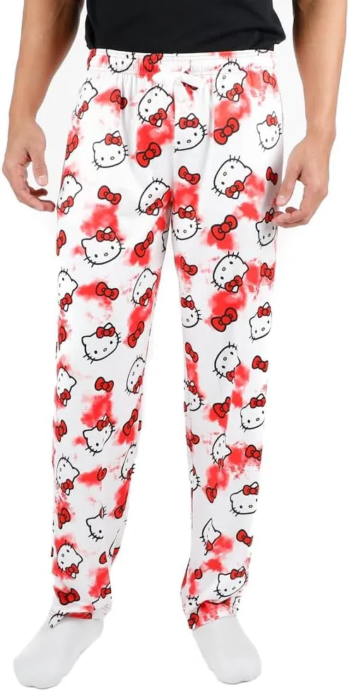 Hello Kitty Anime Cartoon All Over Print Women's White Sleep Pajama Pants