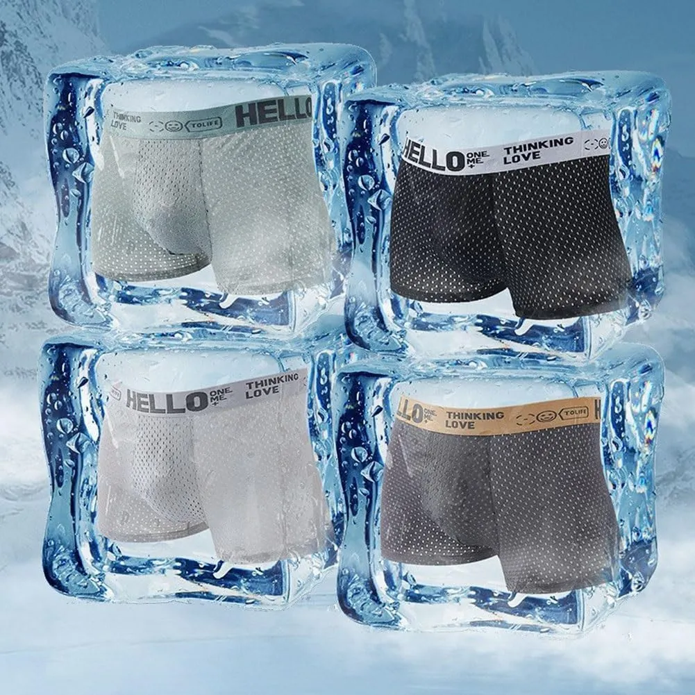 Hello Underwear for Men, Mens Ice Silk Mesh Boxer Briefs, Men's Breathable Nylon Trunks for Gym, Mens Breathable Trunks