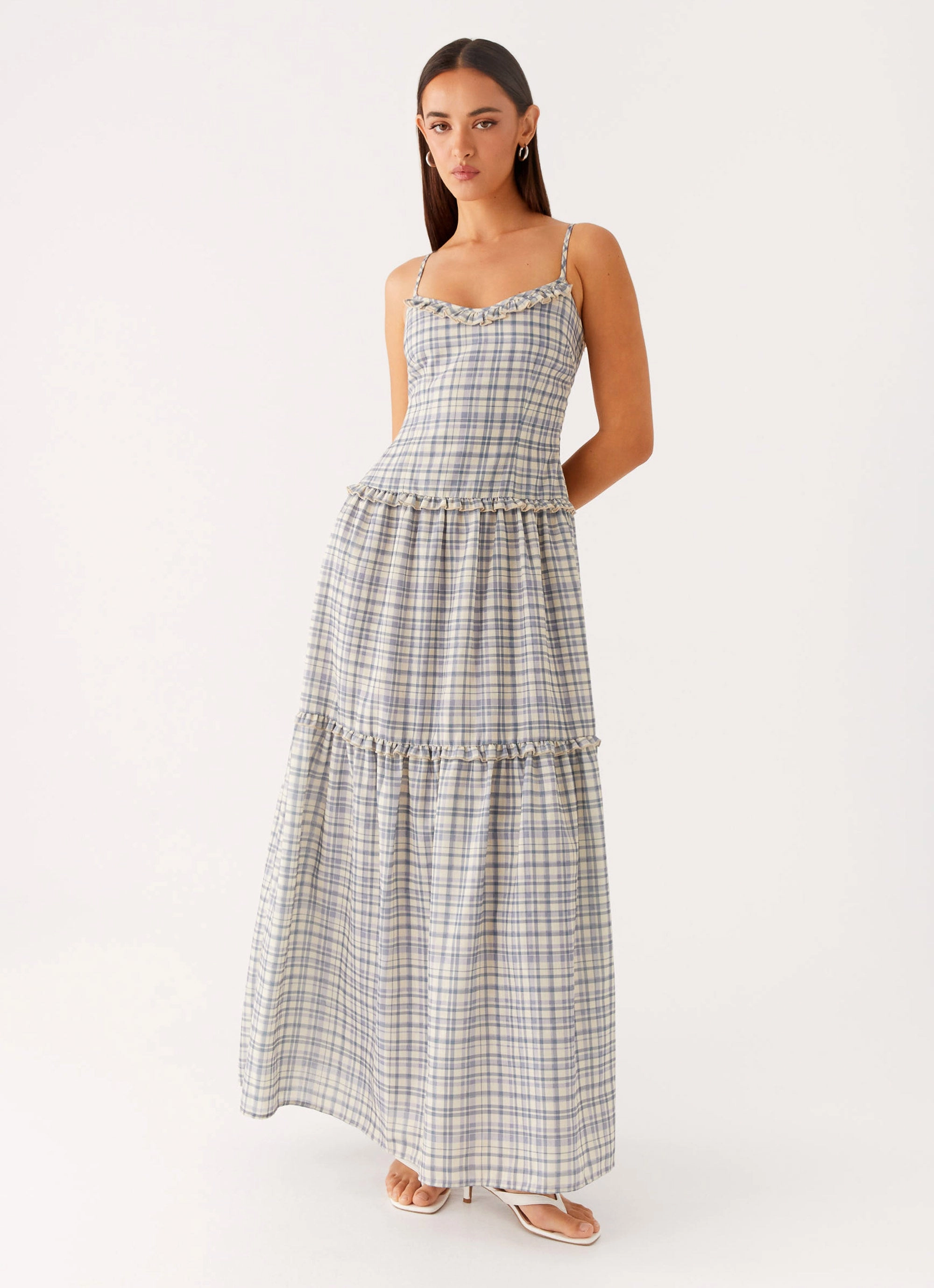 Hermie Midi Dress - Check Sleeveless Cut