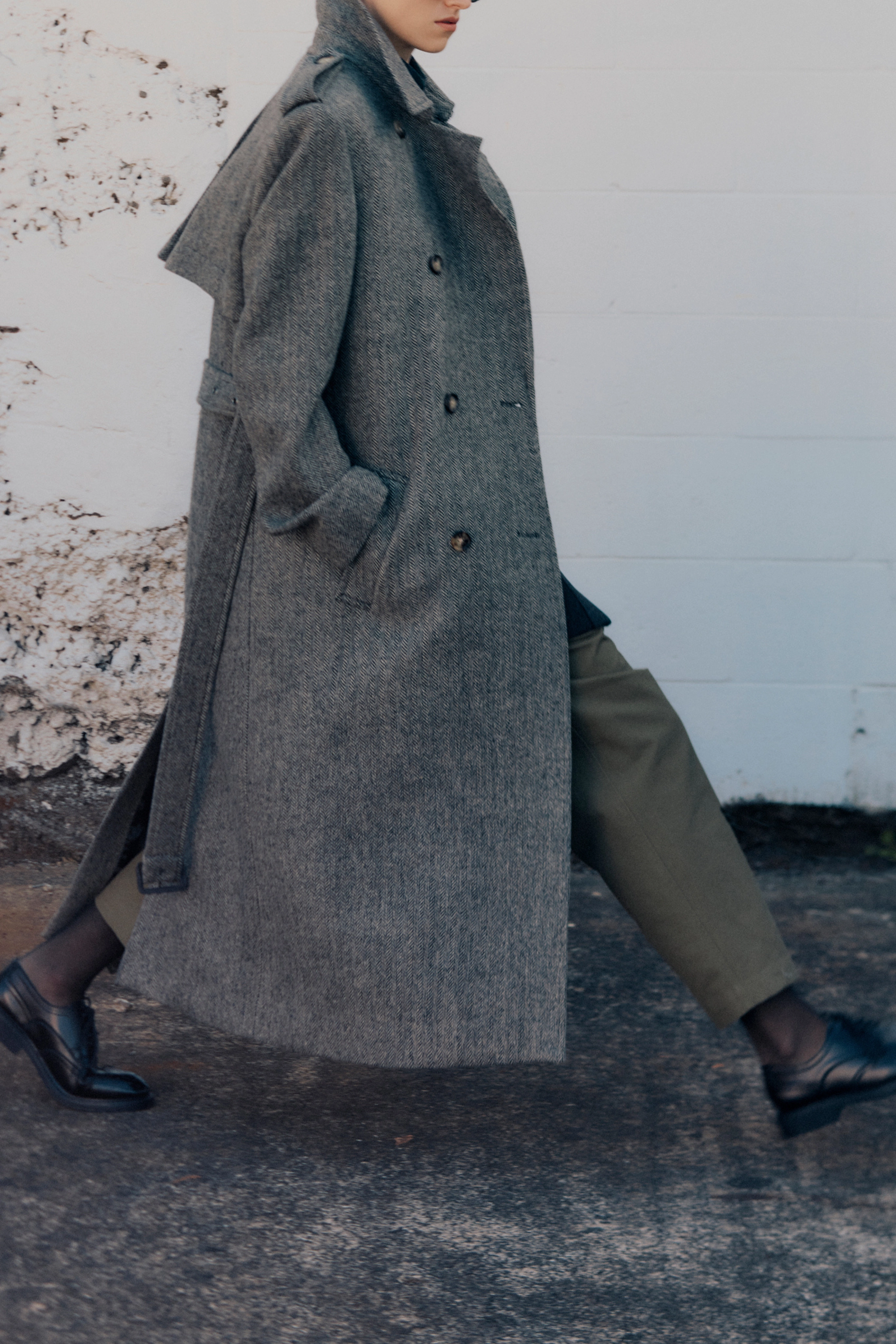Vegan Safe Breathable Lining Herringbone Trench