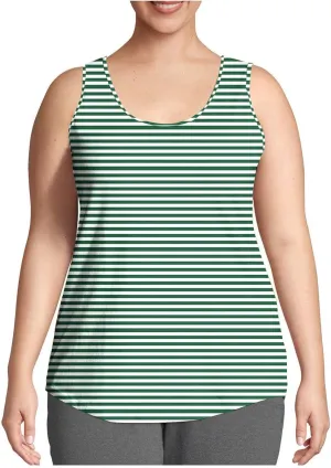 HGps8w Plus Size Casual Striped Tank Top for Women Trendy Summer Sleeveless Crewneck Loose Fit Going Out Tunic Tee Shirts