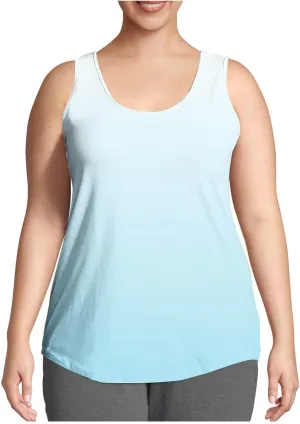 HGps8w Plus Size Casual Tank Top for Women Trendy Gradient Loose Fit Summer Sleeveless Crewneck Going Out Tunic Tee Shirts