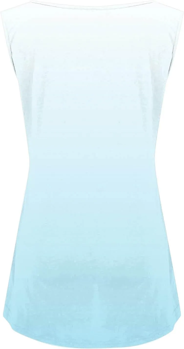 HGps8w Plus Size Casual Tank Top for Women Trendy Gradient Loose Fit Summer Sleeveless Crewneck Going Out Tunic Tee Shirts