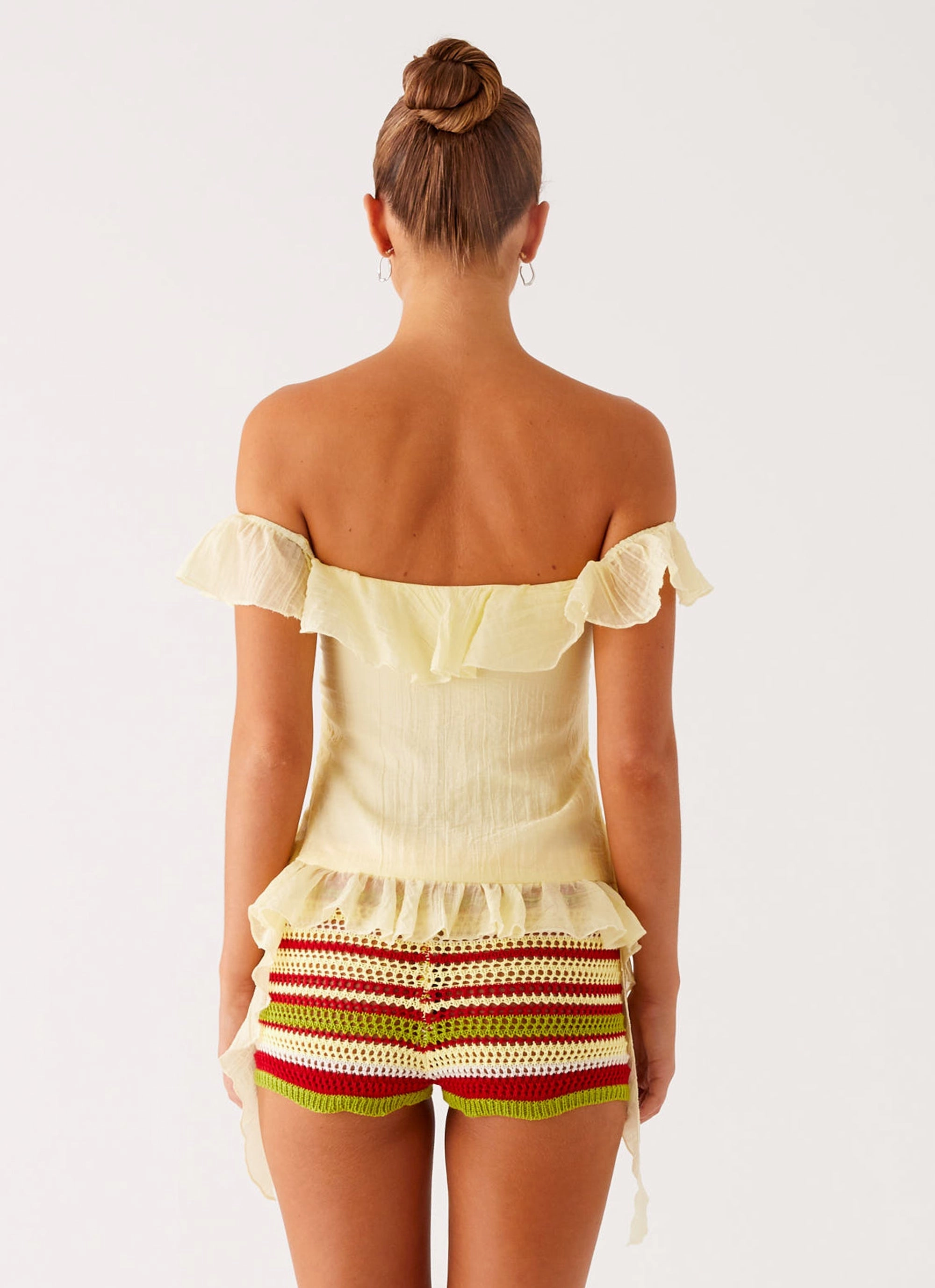 Dylan Off Shoulder Top - Yellow Reinforced Stitching Reflective details