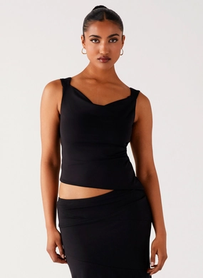 Wonderlust Cowl Top - Black Antistatic