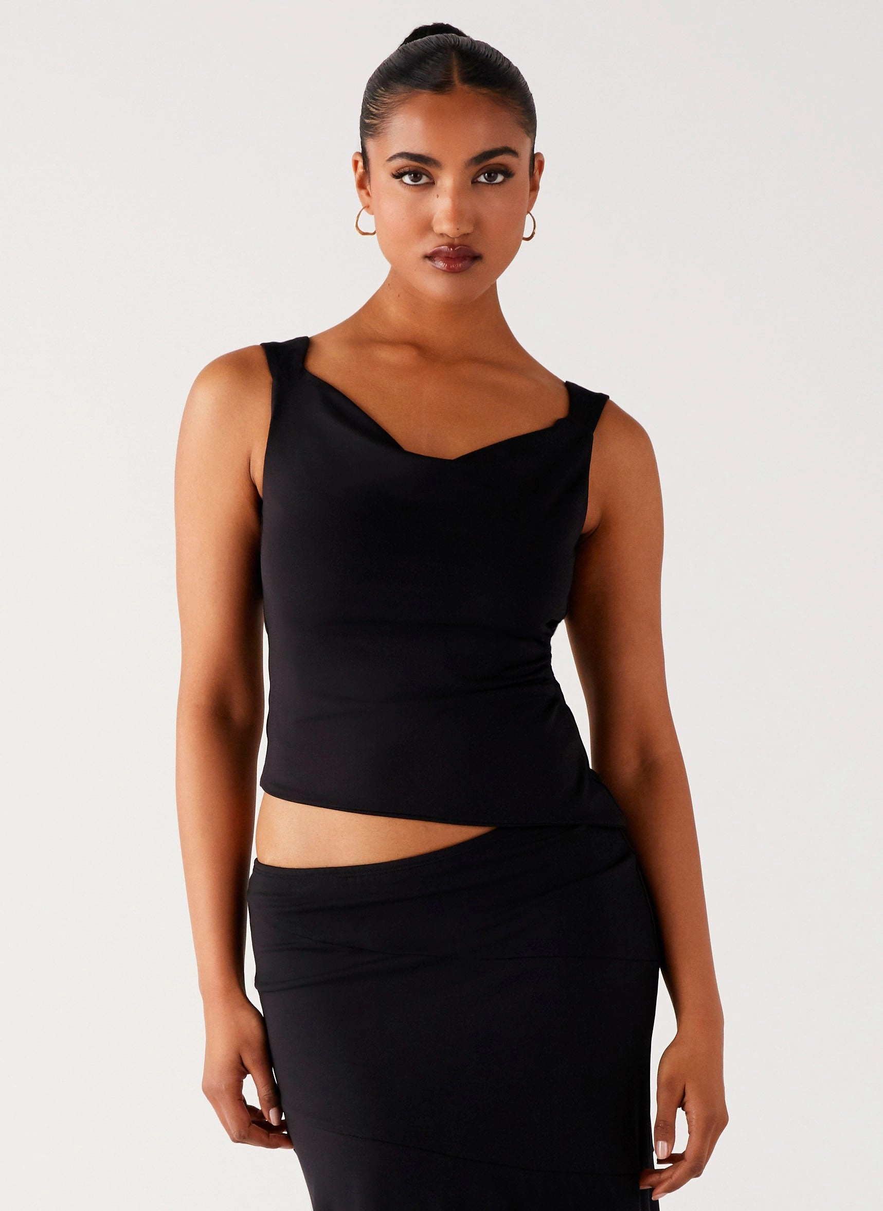 Wonderlust Cowl Top - Black Antistatic
