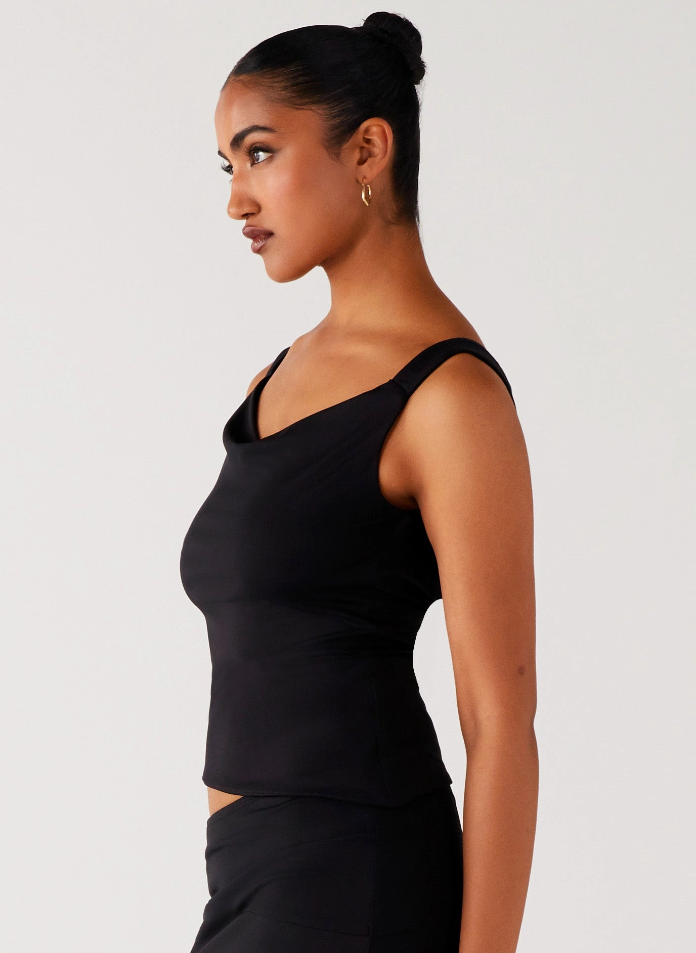 Wonderlust Cowl Top - Black Wear Resistant Fabric