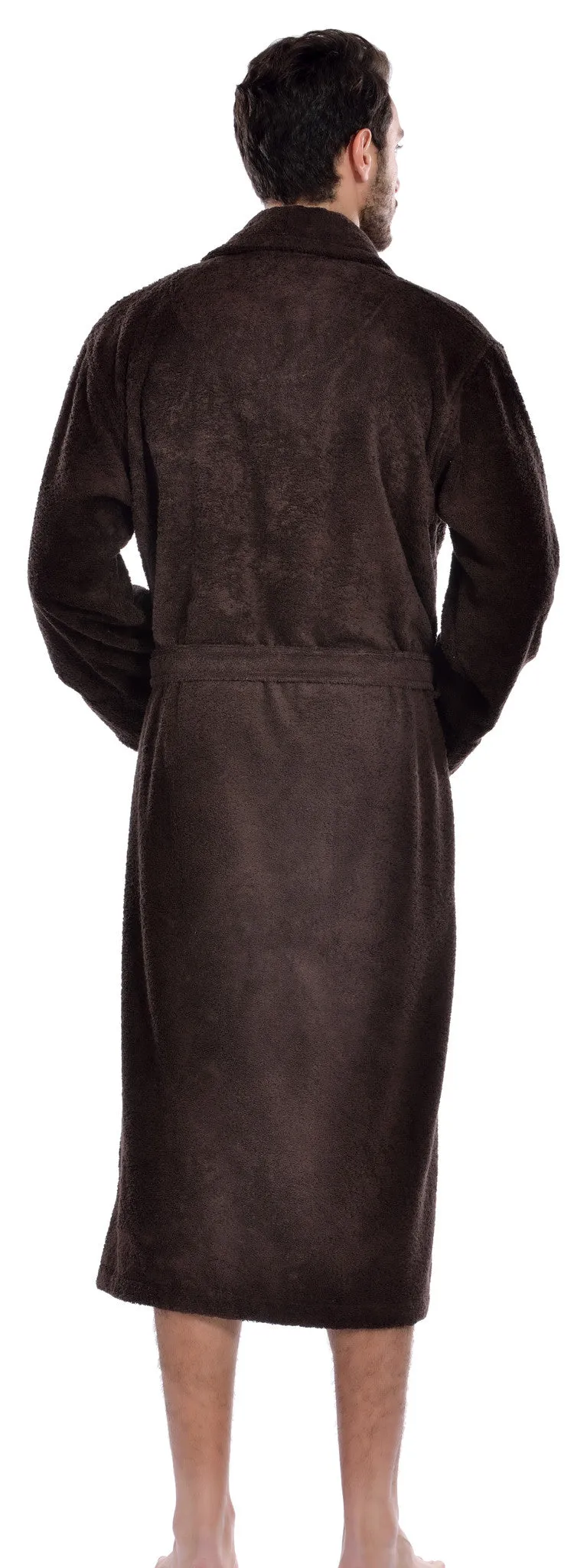 Hiera Home 100% Premium Turkish Cotton Men's Terry Bathrobe, Espresso, OSFM