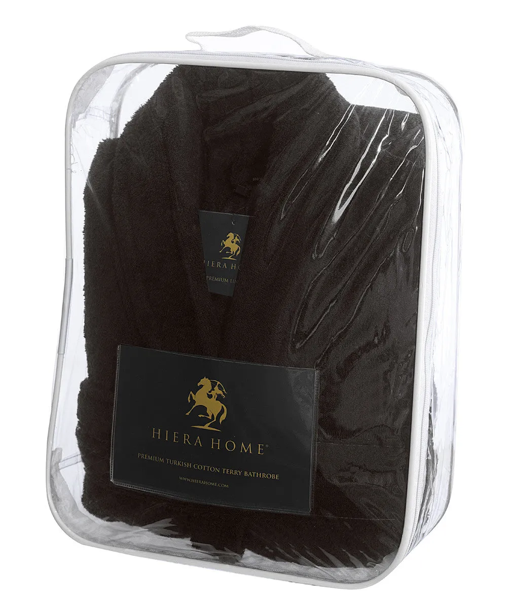 Hiera Home 100% Premium Turkish Cotton Men's Terry Bathrobe, Espresso, OSFM