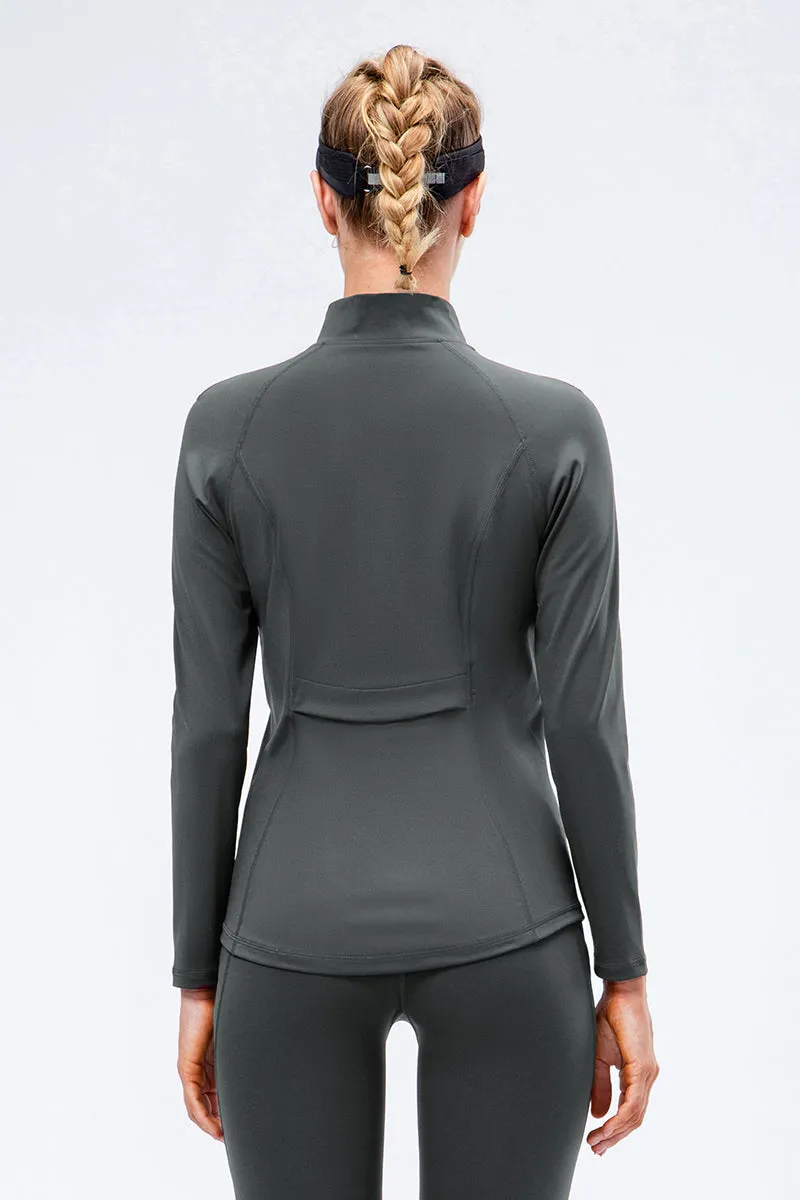 High Collar Full Zip Fleece Lined Track Jacket