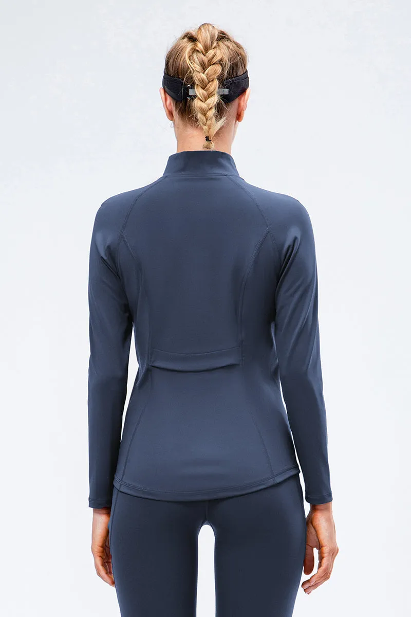 High Collar Full Zip Fleece Lined Track Jacket