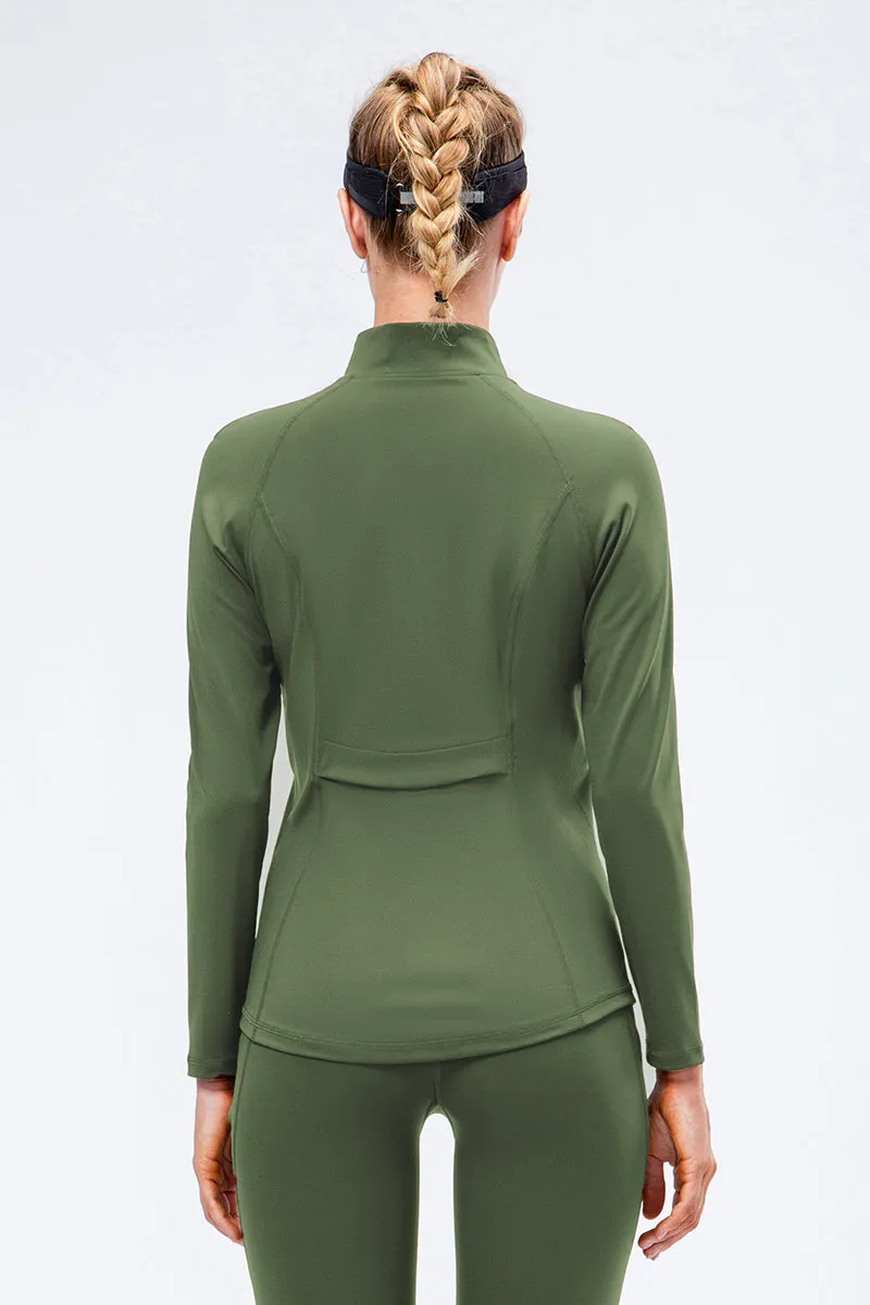 High Collar Full Zip Fleece Lined Track Jacket