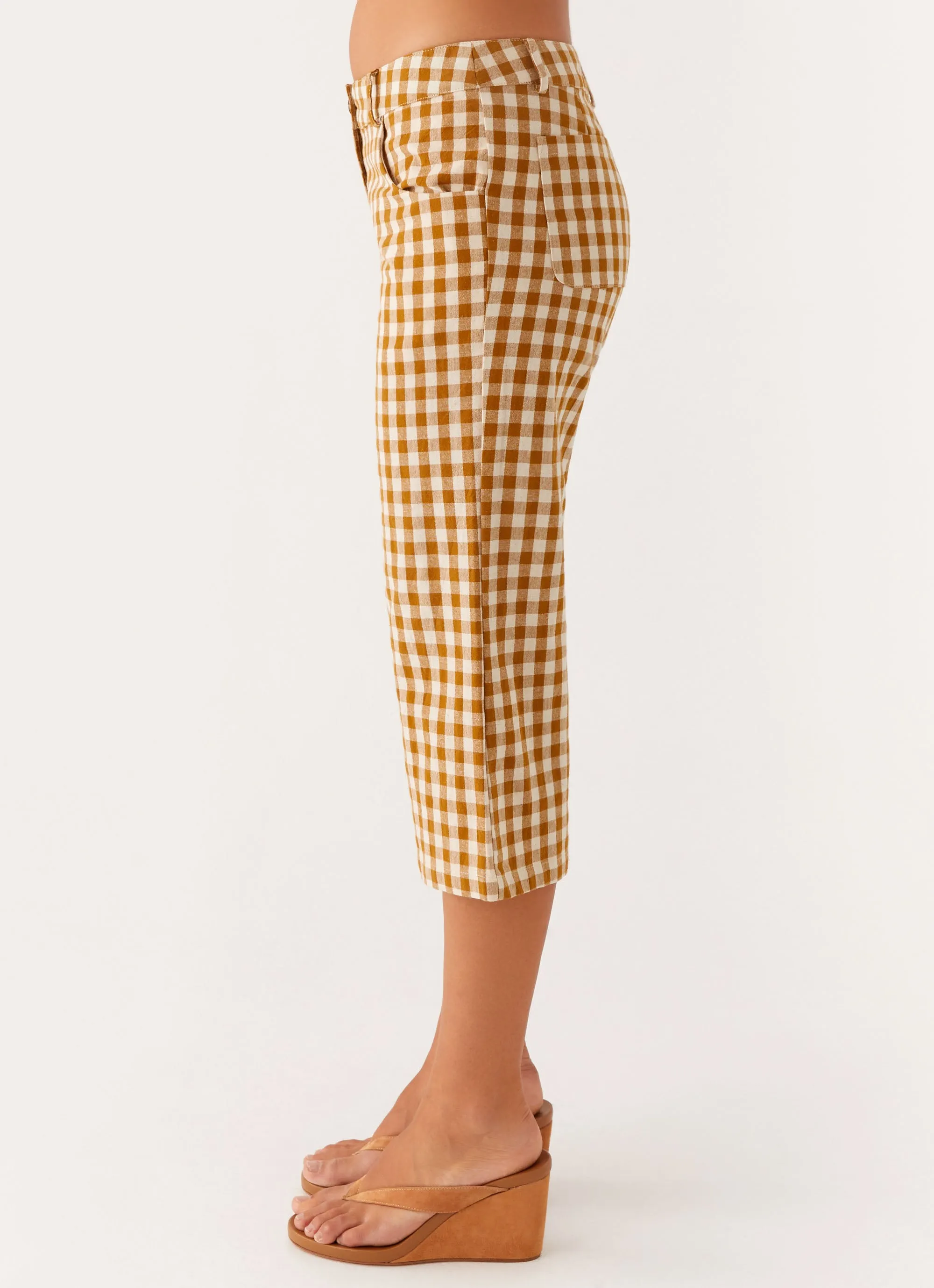 Radley Capri Pants - Brown Gingham Outfit Staple Rest Easy