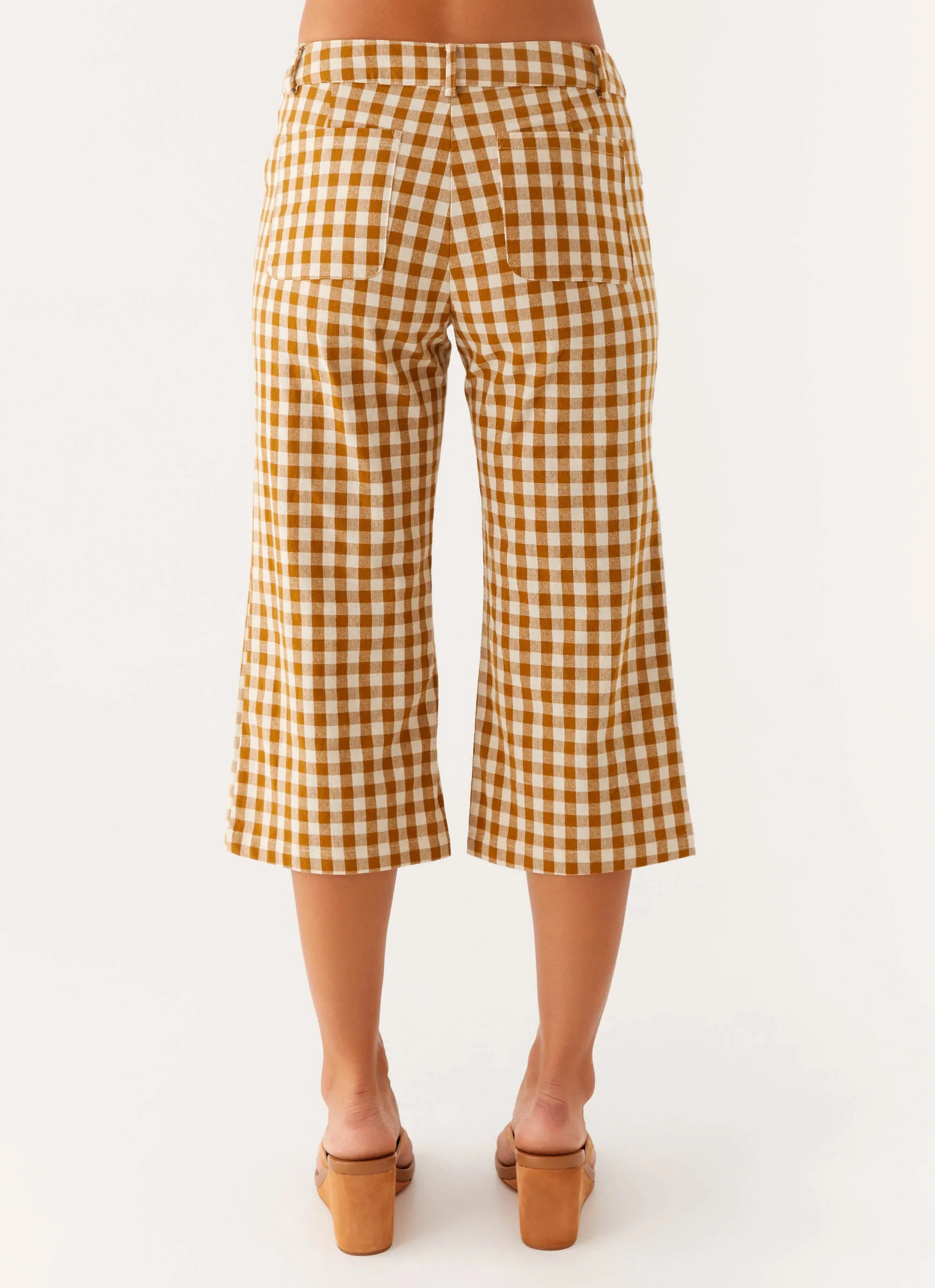Radley Capri Pants - Brown Gingham Flexible Use Chill Style