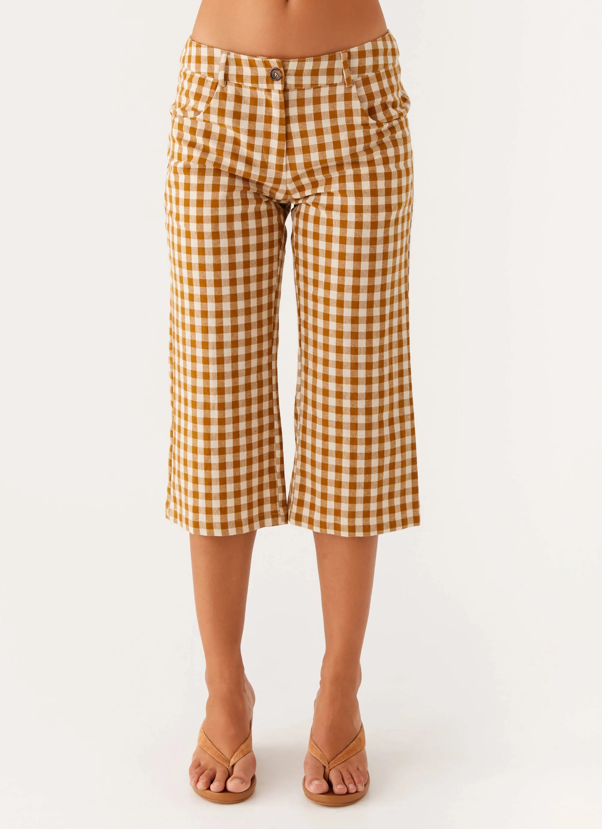 Radley Capri Pants - Brown Gingham Secure Waistband