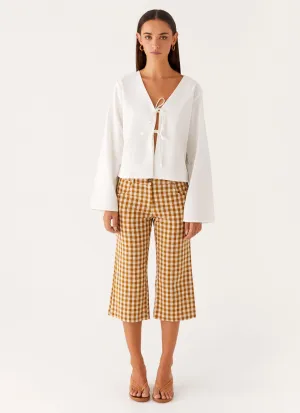 Performance Layer Radley Capri Pants - Brown Gingham