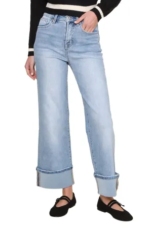 Effortless Choice High Rise Wide Leg with Cuff- Capri Blue